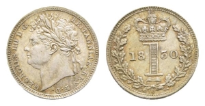 Great Britain. Hanover, George IV AR Maundy Penny.