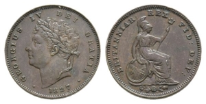 Great Britain. Hanover, George IV CU Third-Farthing.