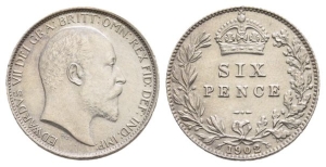 Great Britain. Saxe-Coburg-Gotha, Edward VII AR Sixpence.