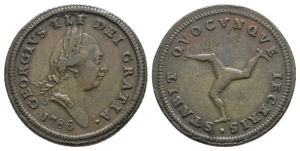 Great Britain. Isle of Man, George III CU Halfpenny.