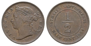 Straights Settlements (British Malaysia). Victoria AE Half Cent.