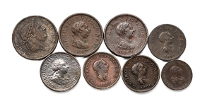 Great Britain. Group of Eight [8] George III CU Coins.