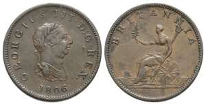 Great Britain. Hanover, George III CU Halfpenny.