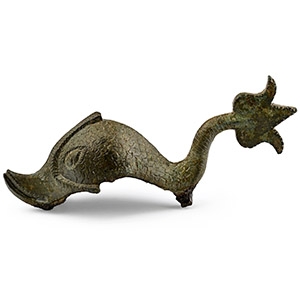 Large Romano-British Bronze Dolphin Mount