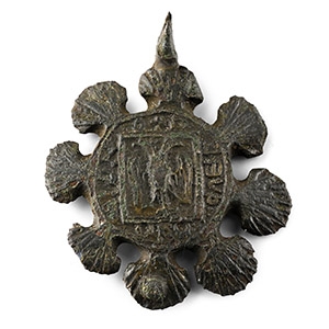 Medieval Knights Bronze Eight-Lobed Heraldic Horse Harness Pendant with Double-Headed Eagle