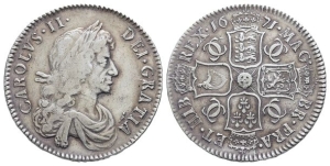 England. Stuart, Charles II AR Halfcrown.