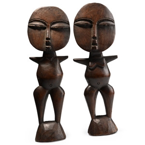 African Wooden Akuaba Doll Wedding Fertility Figure Pair