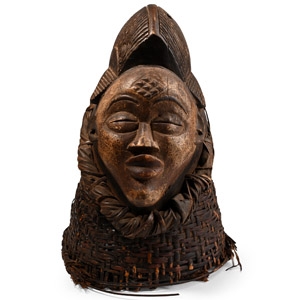 African Wooden Ceremonial Maiden Spirit Mask