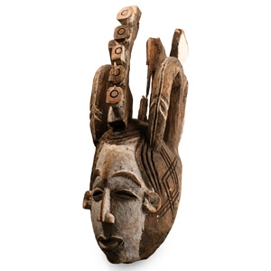 African Wooden Ceremonial Maiden Spirit Face Mask