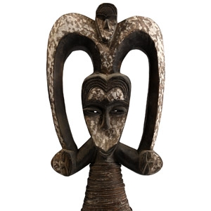 African Wooden Ceremonial Forest Spirit Face Mask
