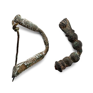 Greek Bronze Bow Brooch Group