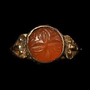 Post Medieval Silver-Gilt Ring with Cross Gemstone