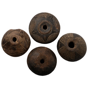 African Decorated Clay Spindle Whorl Collection