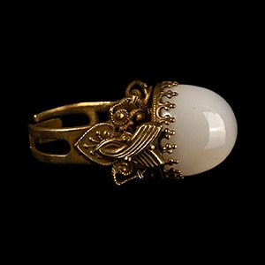 Post Medieval Brass Ring with Chrysoberyl Gemstone