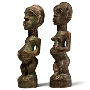African Bronze Fertility Figure Pair