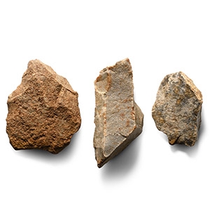 Stone Age Neanderthal Knapped Quartzite Scraper Group