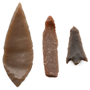 Stone Age Knapped Arrowhead Group