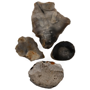 Danish Stone Age Knapped Flint Borer and Scraper Group