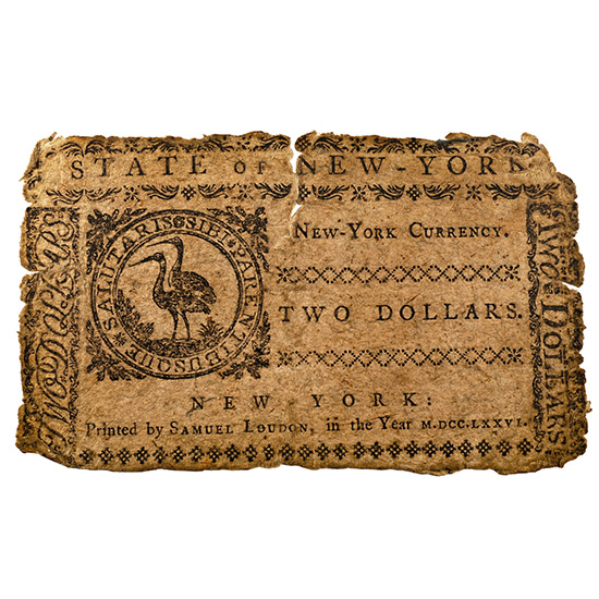 United States of America. State of New York, Two Dollars Banknote.