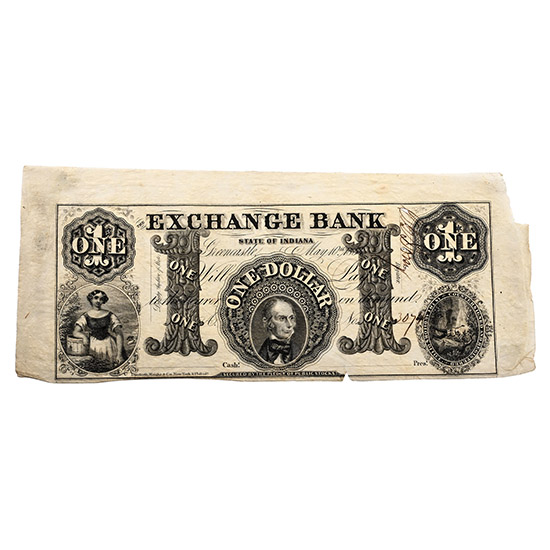 United States of America. Indiana, One Dollar Banknote.