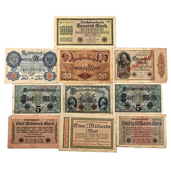Germany. Group of Ten [10] Various Banknotes.