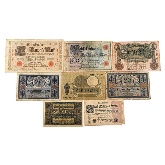 Germany. Group of Eight [8] Banknotes.