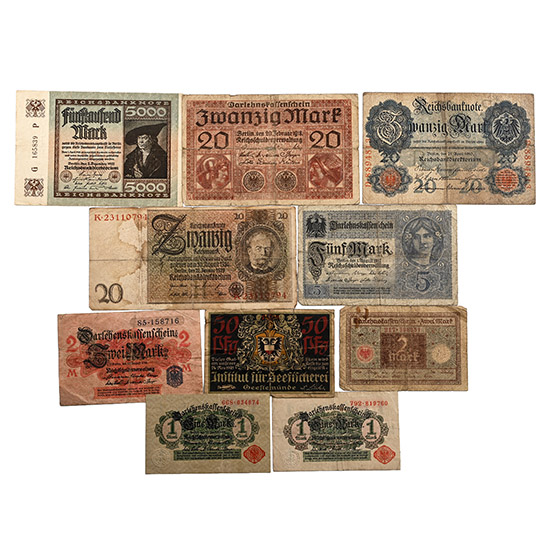 Germany. Group of Ten [10] Banknotes.