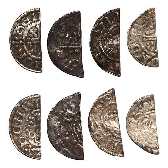 England. Plantagenet, Group of Four [4] Cut Halfpennies.
