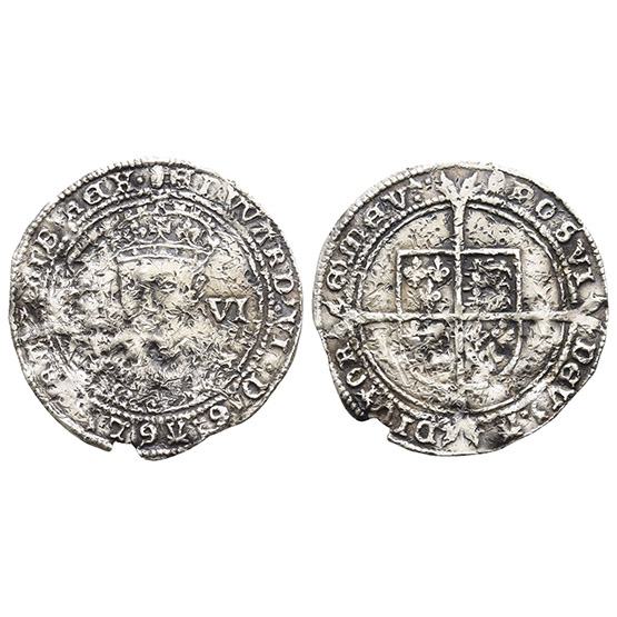 England. Tudor, Edward VI AR Sixpence.