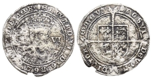 England. Tudor, Edward VI AR Sixpence.