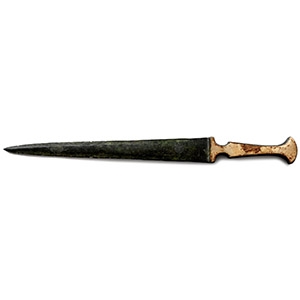 Luristan Bronze Short Sword with Inlaid Handle
