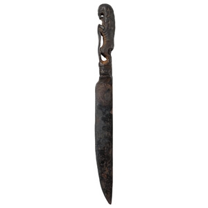 Medieval Iron Knife with Bronze Lion Handle