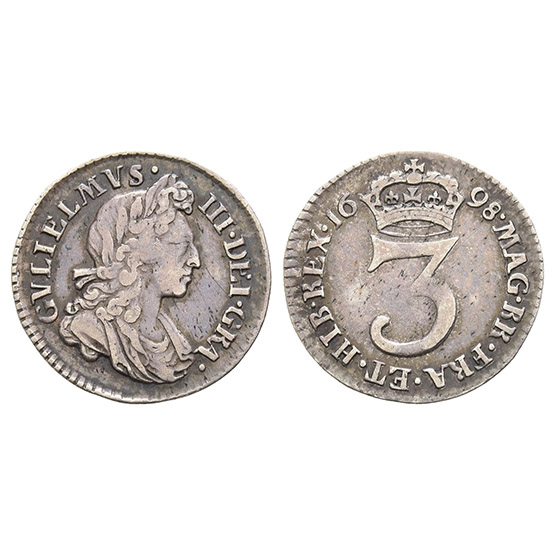 England. Stuart, William III Threepence.