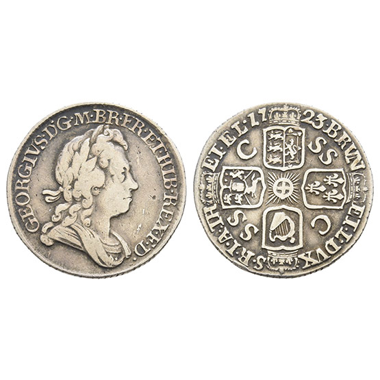 England. Hanover, George I AR Sixpence.