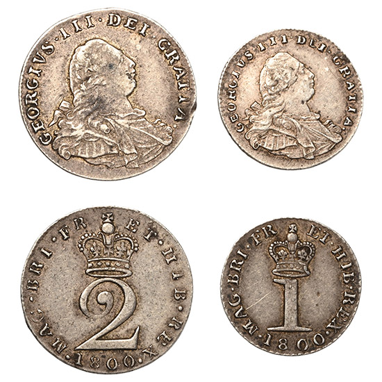 England. Hanover, Group of Two [2] George III AR Maundy Twopence and Penny.