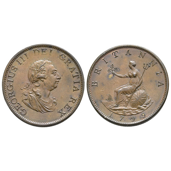 England. Hanover, George III CU Halfpenny.