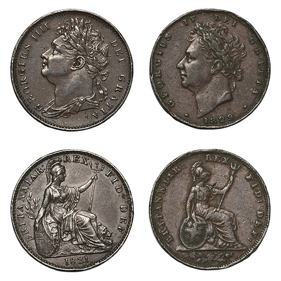 England. Hanover, Group of Two [2] George IV AE Farthings.