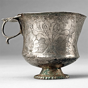 Sogdian Silver Cup with Incised Design
