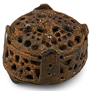 Viking Bronze Openwork Box Brooch with Silver Detailing
