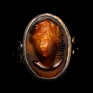 Post Medieval Silver Ring with Cameo