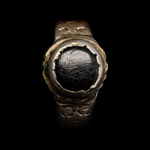 Medieval Silver Ring with Garnet Cabochon