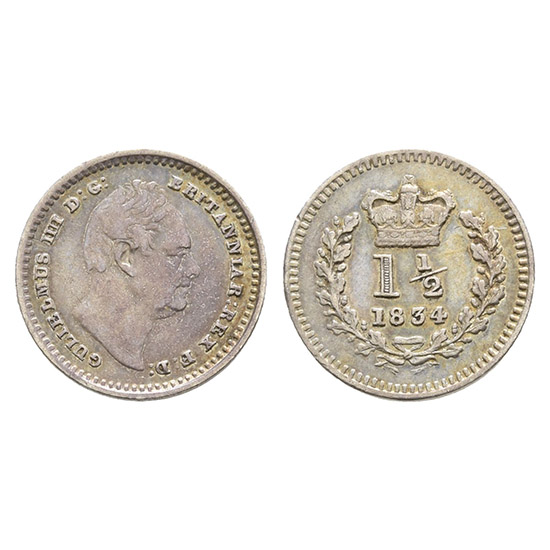 Great Britain. Hanover, William IV AR Three-Halfpence.