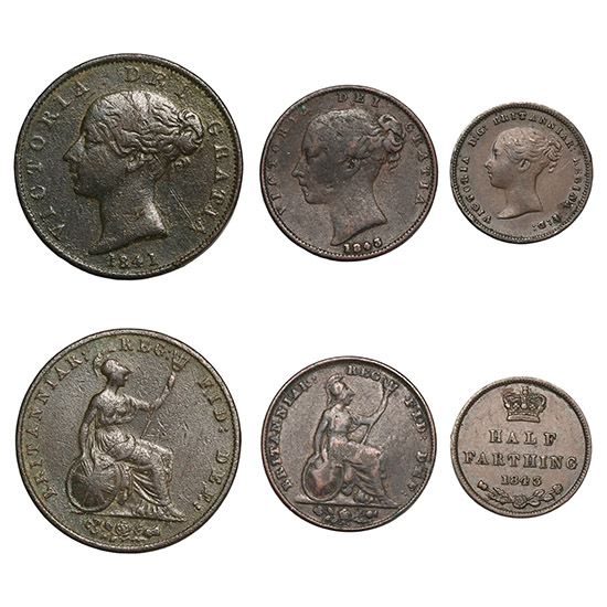 Great Britain. Hanover, Group of Three [3] Victoria CU Half-Farthing, Farthing & Halfpenny.
