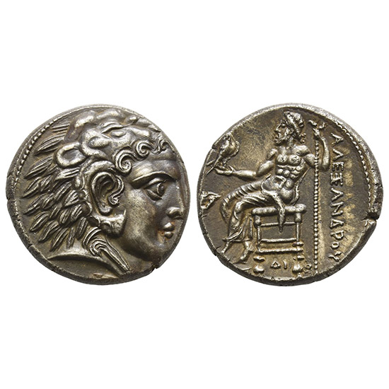 Reproduction of an AR Tetradrachm of Ptolemy I Soter.