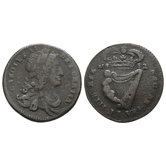 Ireland. Stuart, Charles II CU Halfpenny.