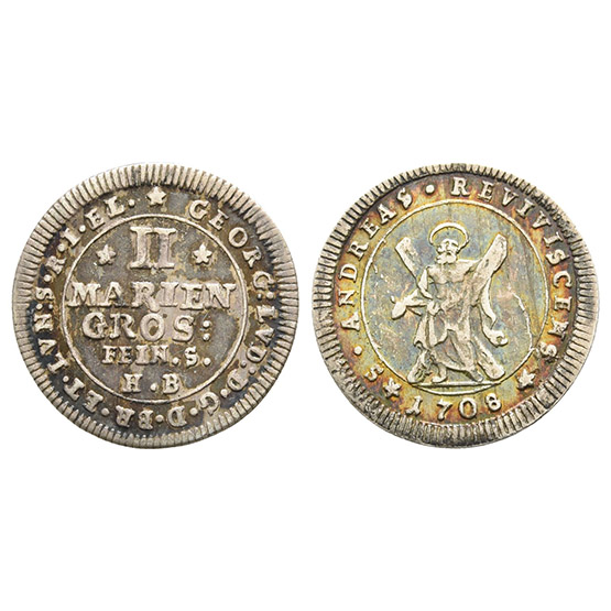 Germany. Brunswick-Lunsburg, Hanover, George I Two Mariengroschen.