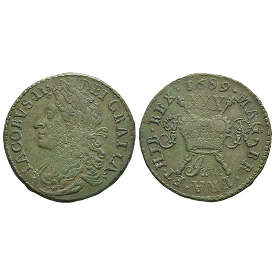 Ireland. James II AE Large Halfcrown.