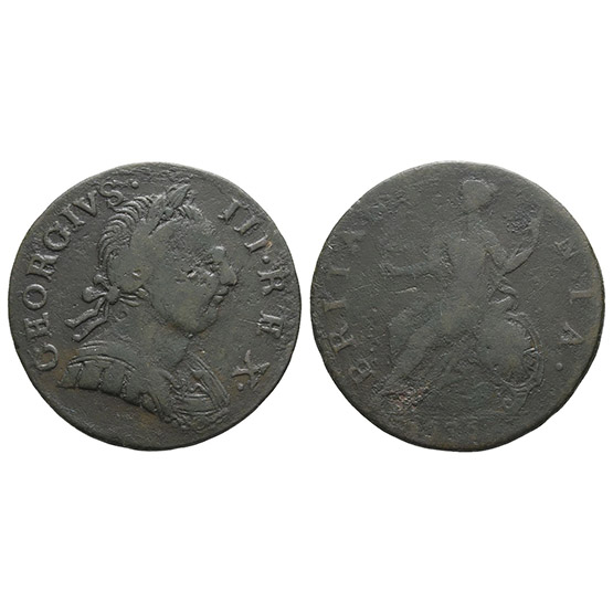 Great Britain. Hanover, George III CU Error E Halfpenny.
