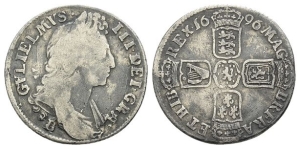 Great Britain. Stuart, William III AR Double Error Bristol Shilling.