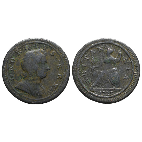 Great Britain. Hanover, George I Thin Wide Flan AE Halfpenny.